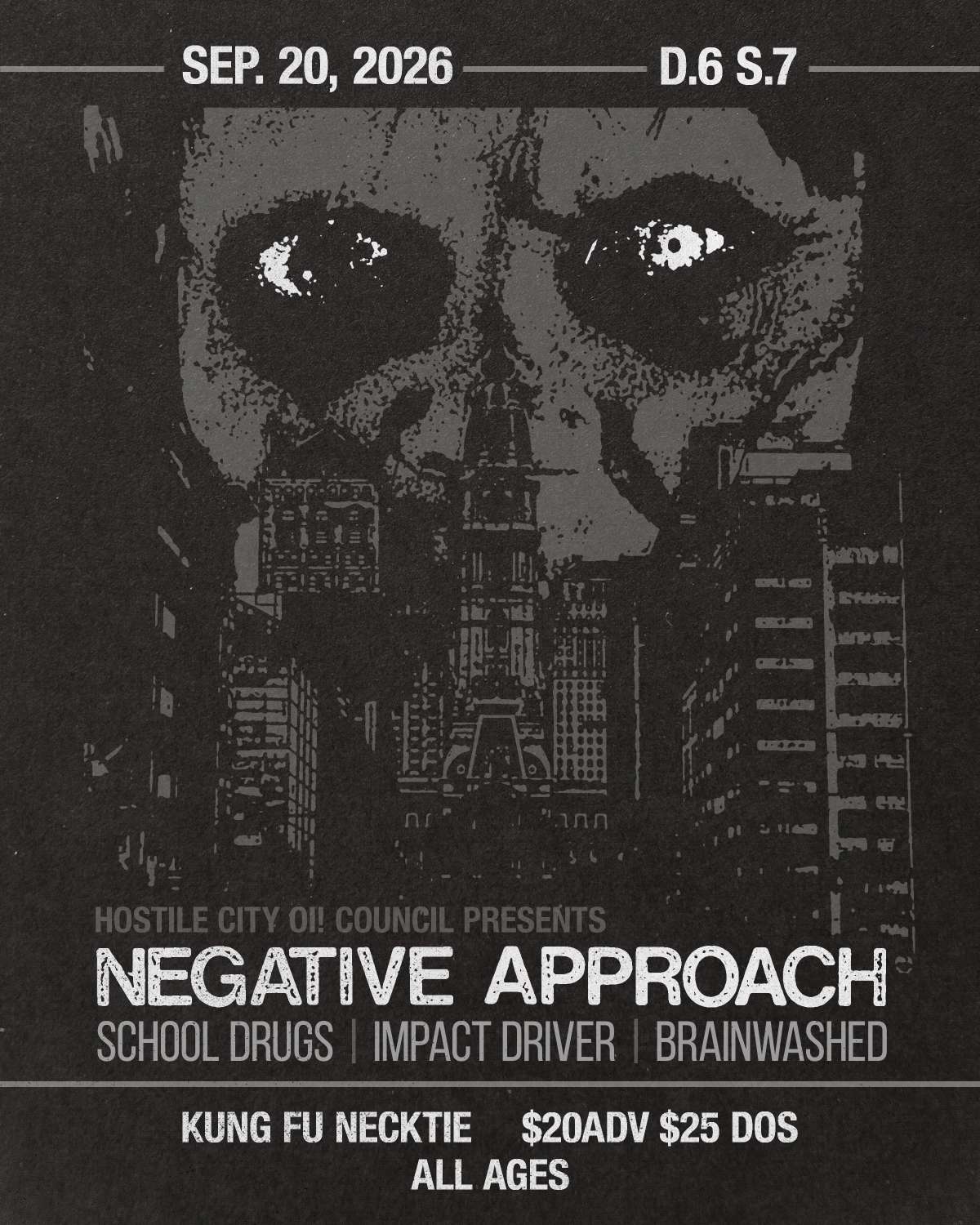 Negative Approach ~ School Drugs ~ Impact Driver ~ Brainwashed artwork from Kung Fu Necktie